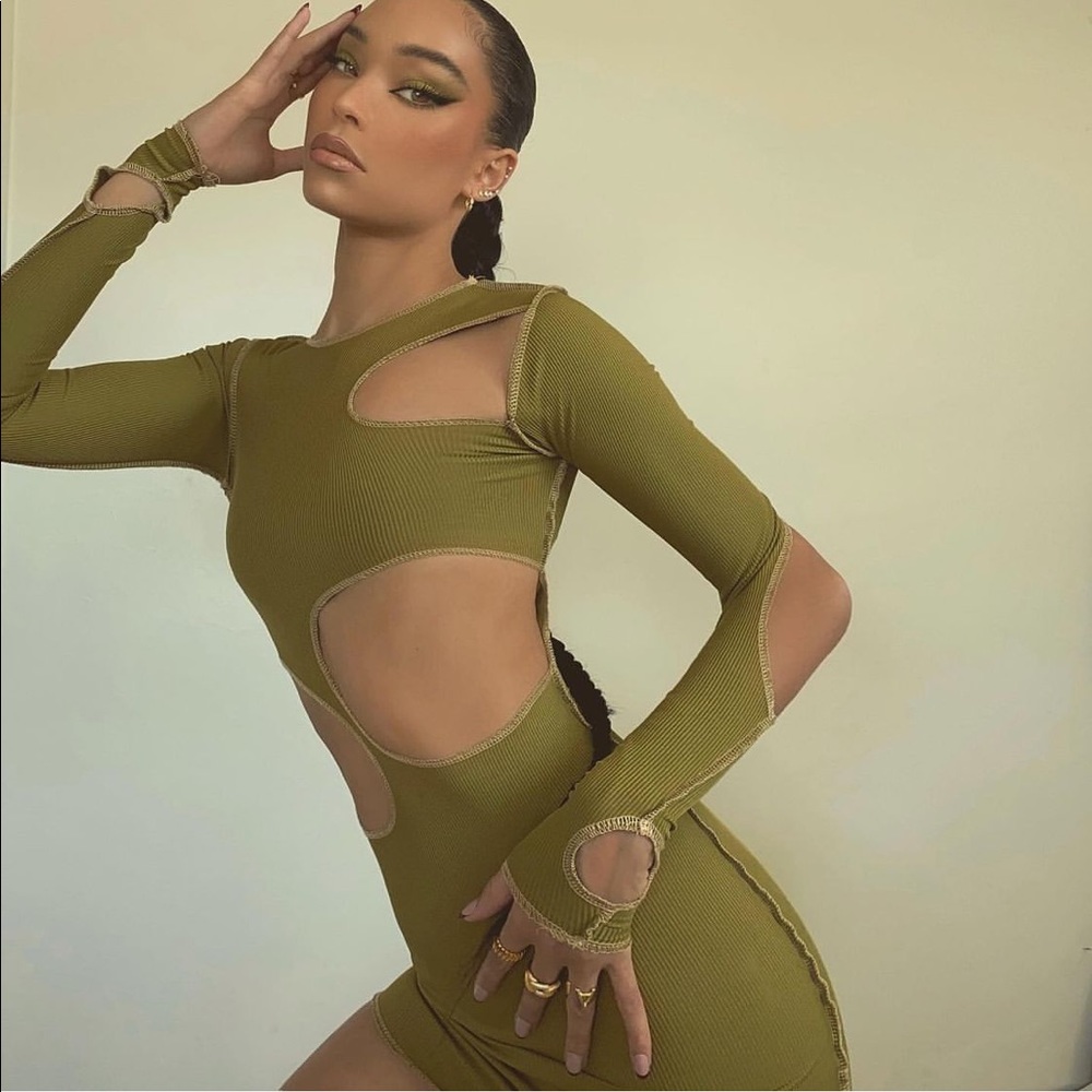 Olive cut out dress